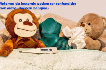 Imagem de dois ursinhos de pelúcia numa cama, com termômetro indicando febre, como se estivesses doentes